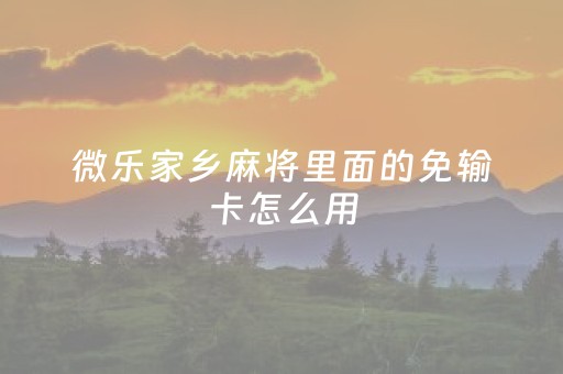 微乐家乡麻将里面的免输卡怎么用（微乐家乡手机麻将免费挂自己可以吗）