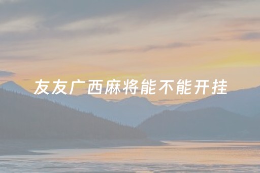 友友广西麻将能不能开挂（友乐广西麻将有没有挂）