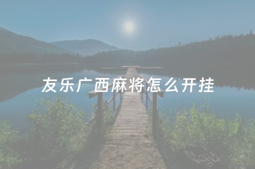 友乐广西麻将怎么开挂（友乐广西麻将怎么赢）