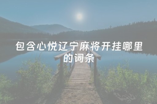 包含心悦辽宁麻将开挂哪里的词条