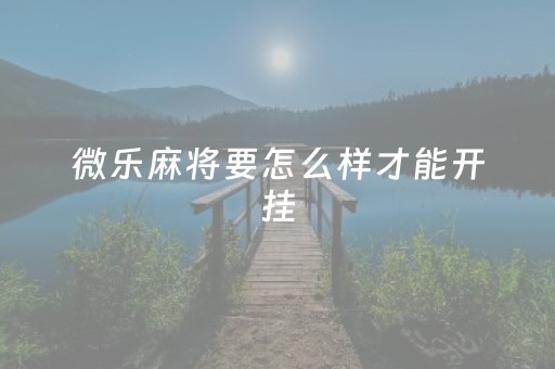 微乐麻将要怎么样才能开挂（微乐麻将要怎么样才能开挂呢）