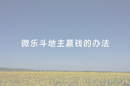 微乐斗地主赢钱的办法（微乐斗地主赢钱的办法是什么）