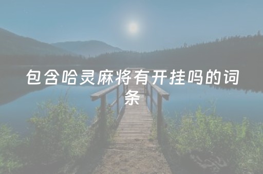 包含哈灵麻将有开挂吗的词条