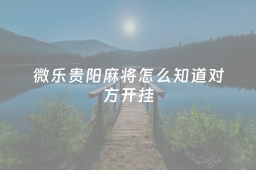 微乐贵阳麻将怎么知道对方开挂（微乐麻将怎样看出开挂）