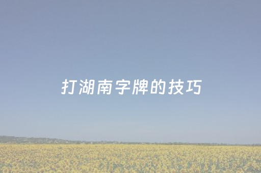 打湖南字牌的技巧（湖南牌打法）