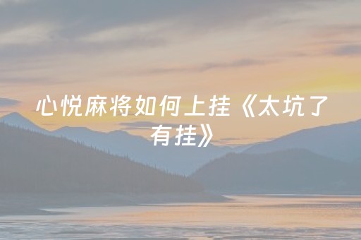 心悦麻将如何上挂《太坑了有挂》（心悦麻将挂怎么用）