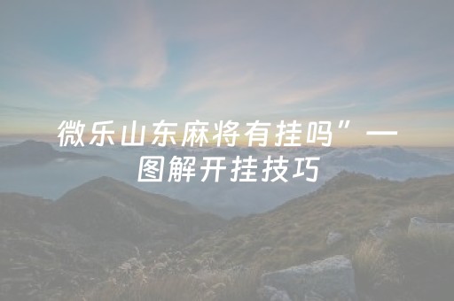 微乐山东麻将有挂吗”—图解开挂技巧（微乐山东麻将有没有挂）