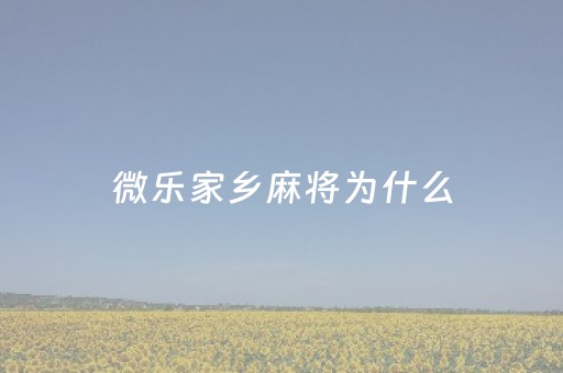 微乐家乡麻将为什么（微乐家乡麻将为什么进不去）