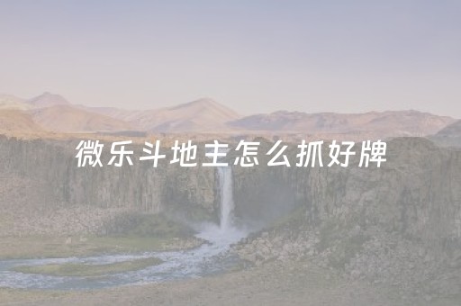 微乐斗地主怎么抓好牌（微乐斗地主怎么样才能有好手气）