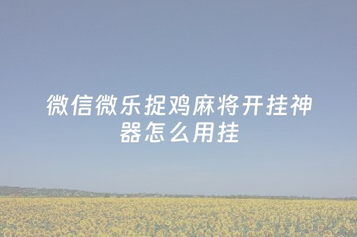 微信微乐捉鸡麻将开挂神器怎么用挂（微乐捉鸡麻将开挂有没有人被发了钱不给）