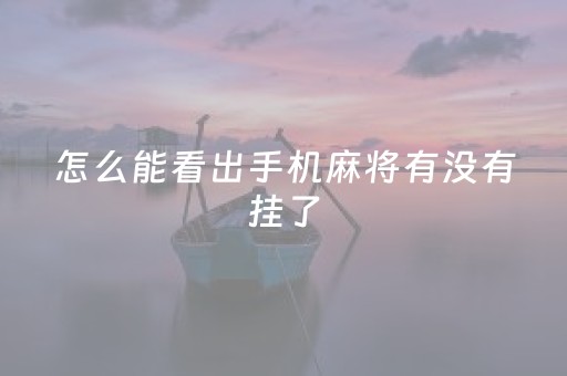 怎么能看出手机麻将有没有挂了（怎样知道手机麻将有没有开挂）