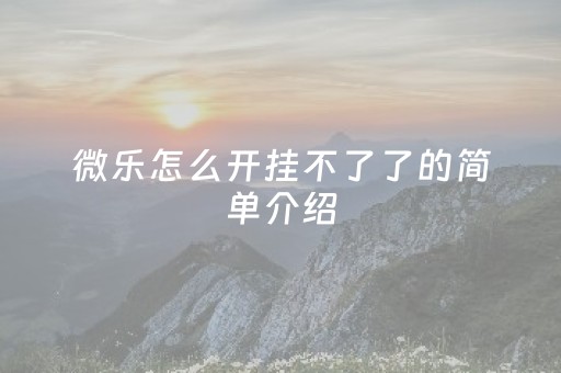 微乐怎么开挂不了了的简单介绍（微乐游戏开挂怎么开）