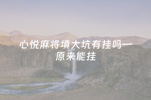 心悦麻将填大坑有挂吗—原来能挂（心悦麻将填大坑怎么玩）