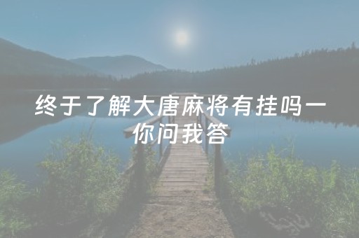 终于了解大唐麻将有挂吗一你问我答（终于找到大唐麻将有挂吗）