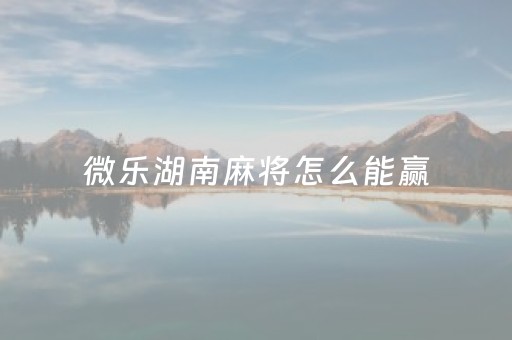 微乐湖南麻将怎么能赢（微乐湖南麻将有挂吗多少钱）