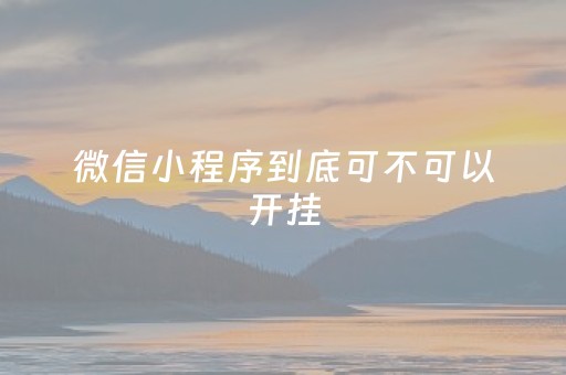 微信小程序到底可不可以开挂（小程序能不能开挂）