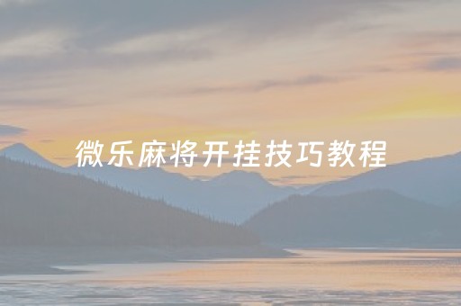 微乐麻将开挂技巧教程（微乐麻将开挂是怎么回事）