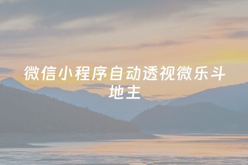 微信小程序自动透视微乐斗地主（微信上小程序微乐斗地主透视）