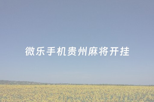 微乐手机贵州麻将开挂（微信小程序微乐贵阳麻将有挂吗）