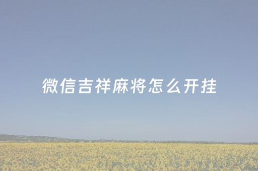 微信吉祥麻将怎么开挂（微信吉祥麻将怎么开挂的）