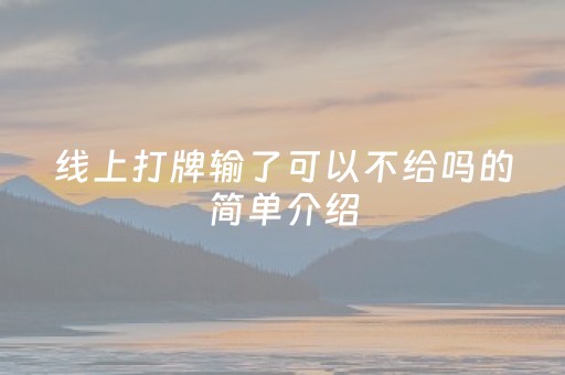 线上打牌输了可以不给吗的简单介绍（网上打牌输了怎么办）