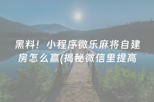 介绍十款！胡乐麻将确实真的有挂(一直输怎么办)