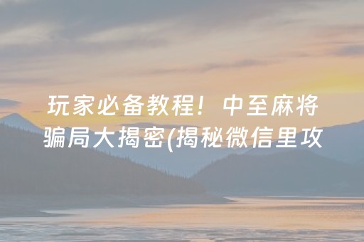 玩家必备教程！中至麻将骗局大揭密(揭秘微信里攻略插件)