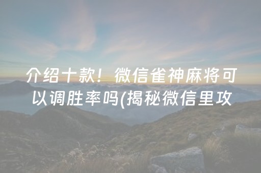 介绍十款！微信雀神麻将可以调胜率吗(揭秘微信里攻略插件)