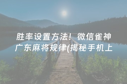 胜率设置方法！微信雀神广东麻将规律(揭秘手机上赢牌技巧)