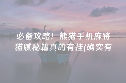 必备攻略！熊猫手机麻将猫腻秘籍真的有挂(确实有挂吗)