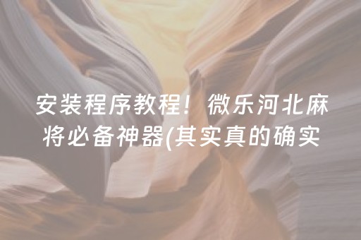 安装程序教程！微乐河北麻将必备神器(其实真的确实有挂)