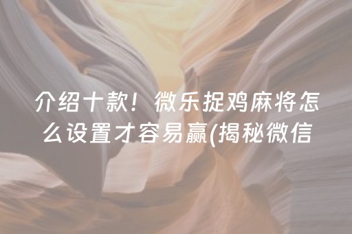 介绍十款！微乐捉鸡麻将怎么设置才容易赢(揭秘微信里辅牌器)