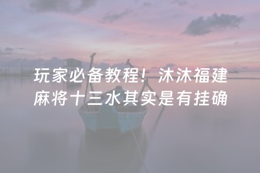 玩家必备教程！沐沐福建麻将十三水其实是有挂确实有挂(真的有挂确实有挂)