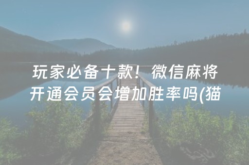 玩家必备十款！微信麻将开通会员会增加胜率吗(猫腻秘籍真的有挂)