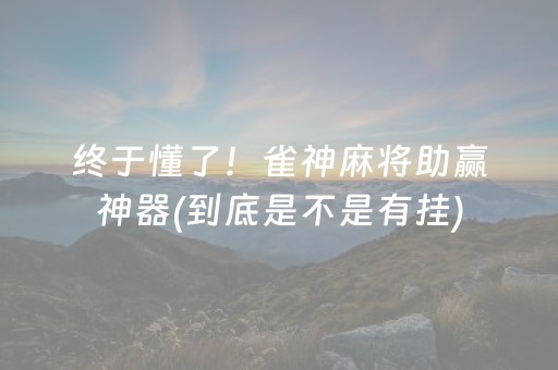 终于懂了！雀神麻将助赢神器(到底是不是有挂)