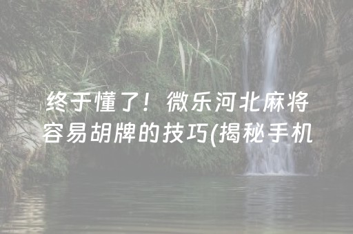 终于懂了！微乐河北麻将容易胡牌的技巧(揭秘手机上自建房怎么赢)