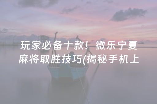 玩家必备十款！微乐宁夏麻将取胜技巧(揭秘手机上输赢规律)