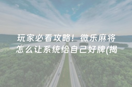 玩家必看攻略！微乐麻将怎么让系统给自己好牌(揭秘小程序赢的秘诀)