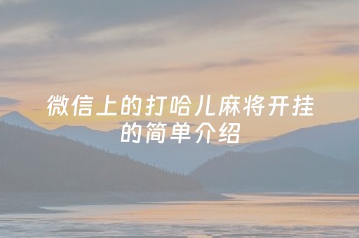 微信上的打哈儿麻将开挂的简单介绍（微信打哈儿麻将有挂吗）