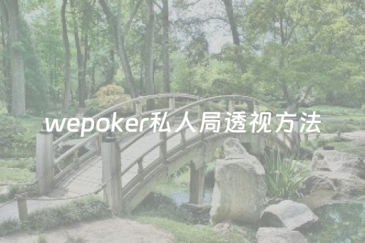 wepoker私人局透视方法（wepoker有挂吗）