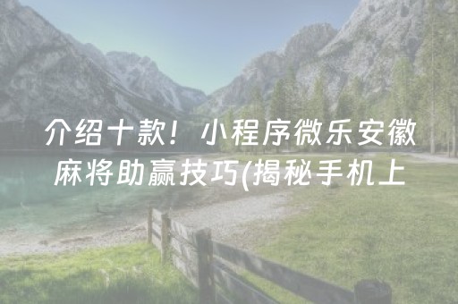 介绍十款！小程序微乐安徽麻将助赢技巧(揭秘手机上最新神器下载)