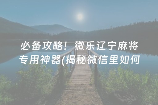 必备攻略！微乐辽宁麻将专用神器(揭秘微信里如何让牌变好)