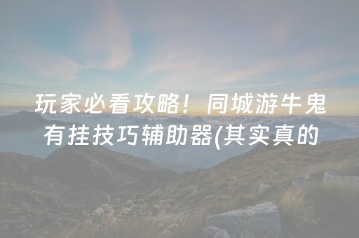 玩家必看攻略！同城游牛鬼有挂技巧辅助器(其实真的确实有挂)