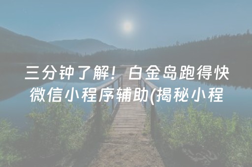 三分钟了解！白金岛跑得快微信小程序辅助(揭秘小程序必备神器)