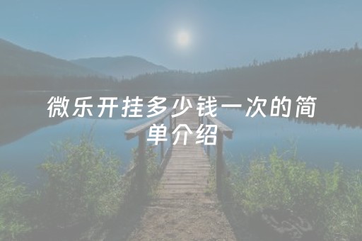 微乐开挂多少钱一次的简单介绍（微乐可以开挂多少钱）