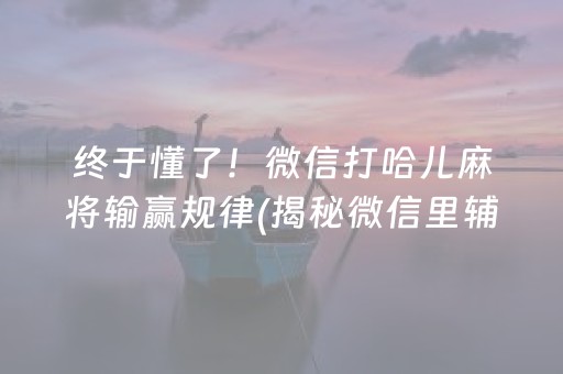 终于懂了！微信打哈儿麻将输赢规律(揭秘微信里辅牌器)