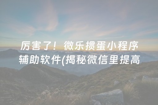 厉害了！微乐掼蛋小程序辅助软件(揭秘微信里提高胜率)