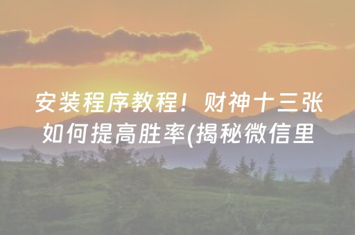 安装程序教程！财神十三张如何提高胜率(揭秘微信里赢的诀窍)