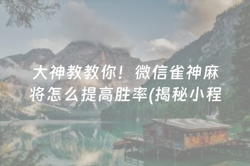 大神教教你！微信雀神麻将怎么提高胜率(揭秘小程序胜率到哪调)