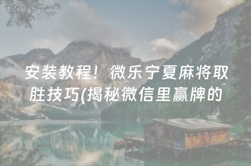 安装教程！微乐宁夏麻将取胜技巧(揭秘微信里赢牌的技巧)